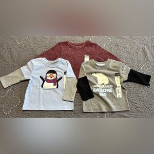 Okie Dokie Baby Boys Lot Of 3 Long Sleeve Shirts NWT Size 3 Months